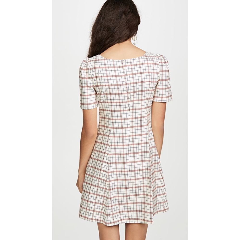 Nicholas Linen blend Button Front Check Mini Dress - Picture 3 of 12